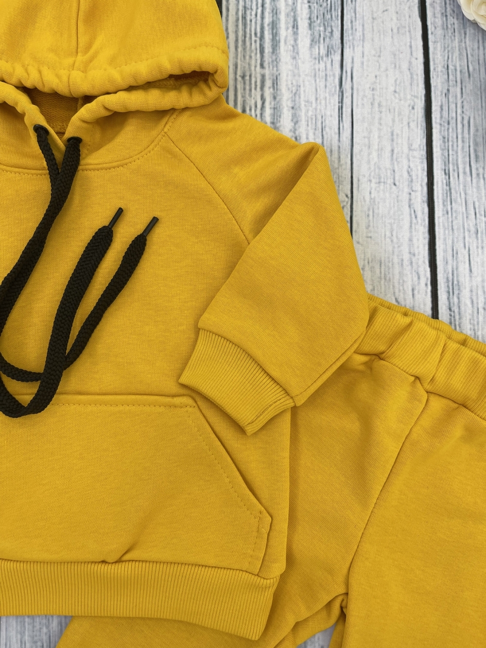 311-А. Свитшот с капюшоном + Штаны, хлопок 65%, 35% ПЭ, 3-х нитка ( без начеса) апельсин 80,86,92