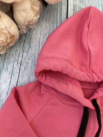 311-М. Свитшот с капюшоном + Штаны, хлопок 65%, 35% ПЭ, 3-х нитка ( без начеса) малина 80,86,92